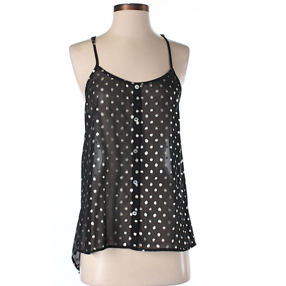 Varga black polka dot racerback sleeveless blouse